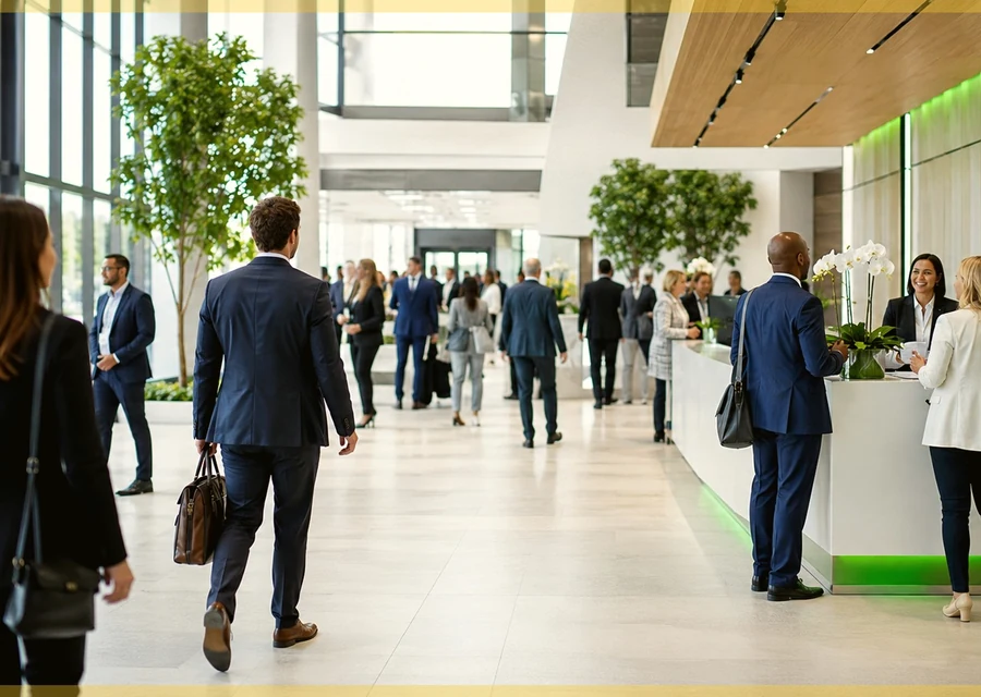 Conference room review with business people